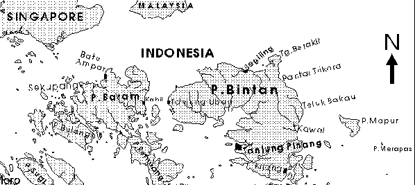 B/W map of Riau Islands (North)