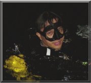 Chen Ping emerging from a night dive